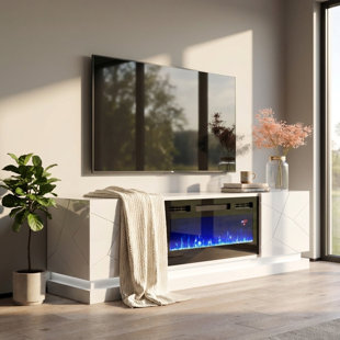 70.9" Modern TV Stand with Electric Fireplace, High Gloss Finish, Media Storage