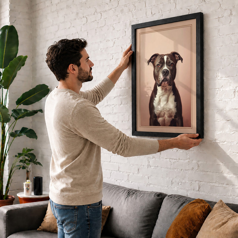 Noble Pit Bull Modern - Print, A2 - 59.4 x 42.0 cm, White
