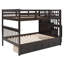 Lit superposé en escalier avec tiroir, rangement et garde-corps pour chambre à coucher-1262673911
