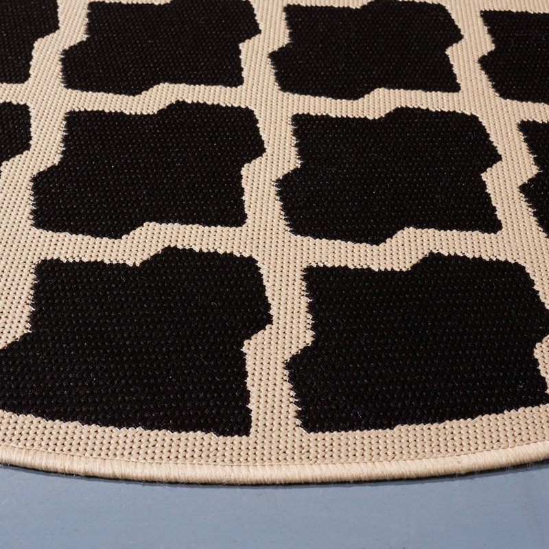 Arneshia Black Indoor/Outdoor Area Rug, Round 5'3"