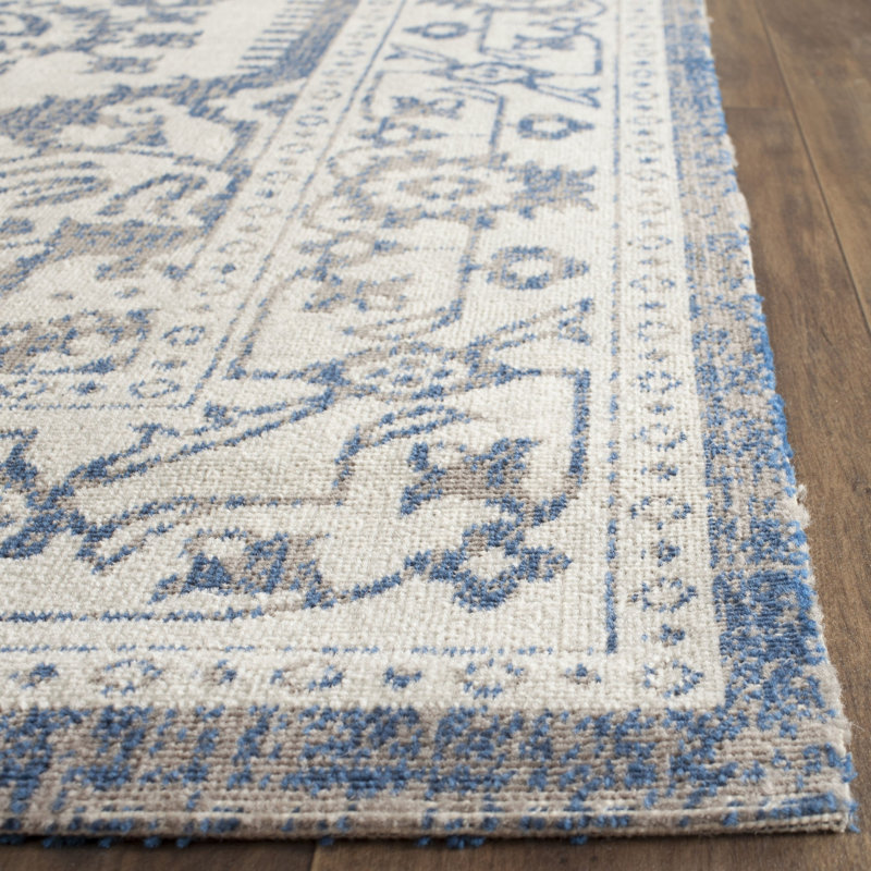Tapis gris clair/bleu oriental Chewning, Rectangle 3 pi x 5 pi