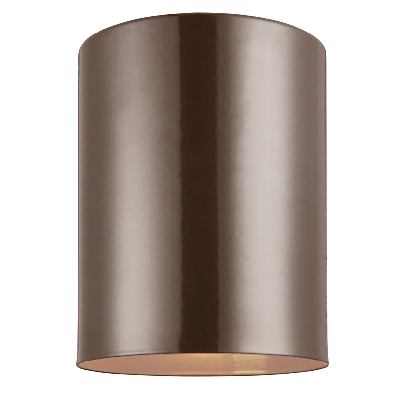 Cylinders 1 - Light Outdoor Flush Mount, Bronze, 9" H x 6" W x 8.75" D, No
