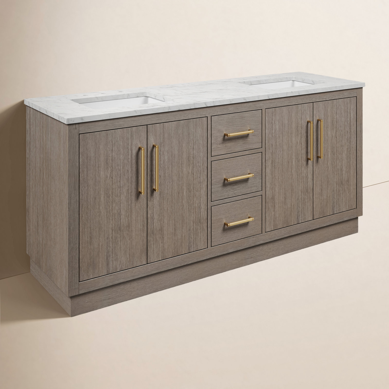 Kamila 72'' Double Bathroom Vanity, Satin Gold