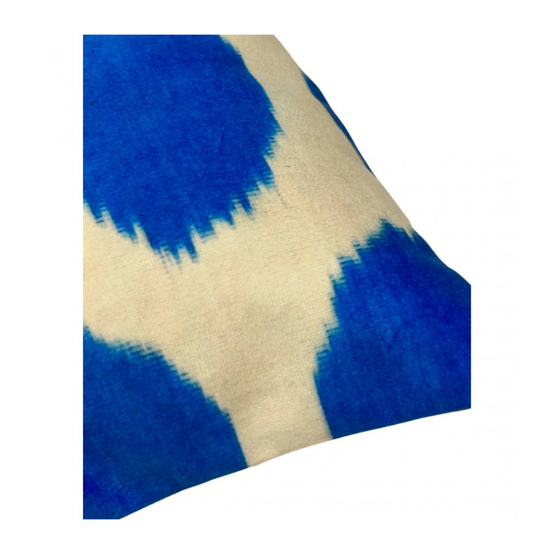 Oreiller de style turc en ikat bleu / beige