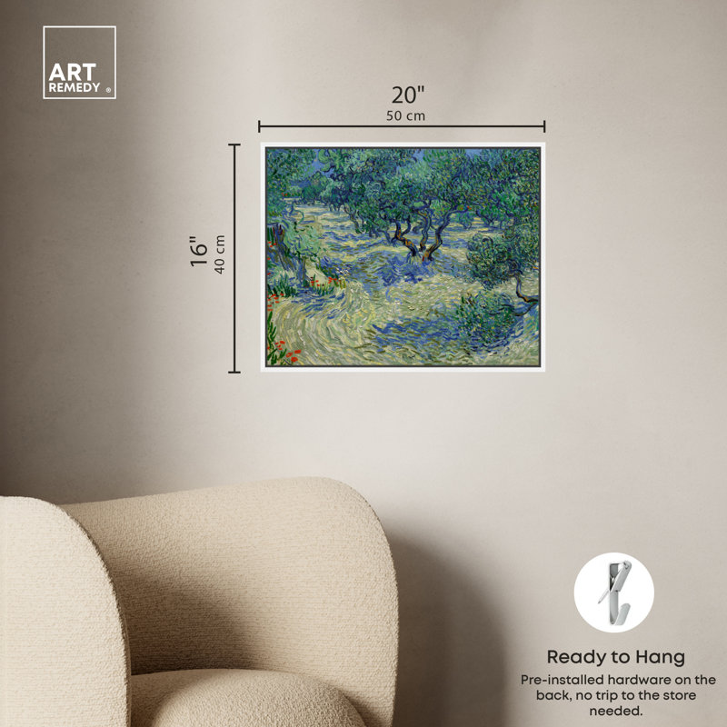 Art mural floral Vincent Van Gogh, Cadre blanc, H 17 po x l 21 po