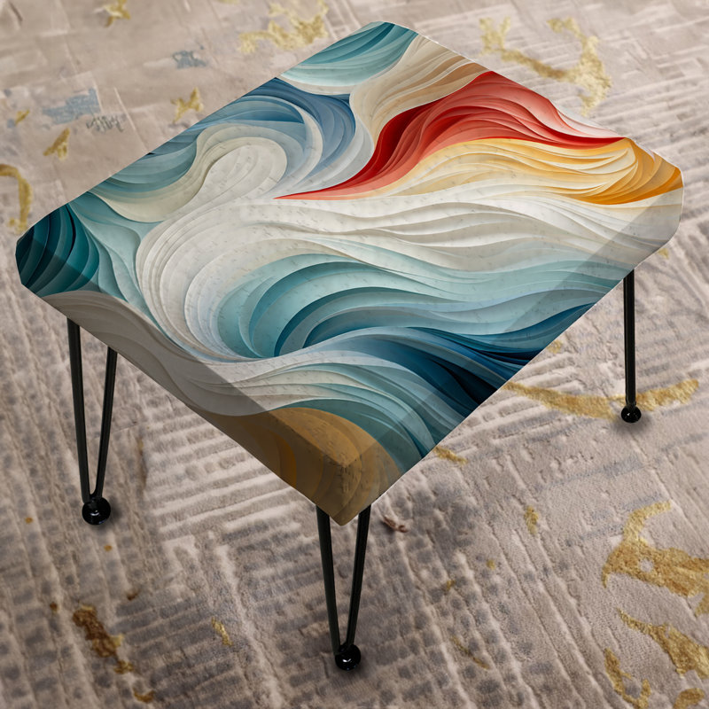 Repose-pieds blanc et bleu Marble Wave