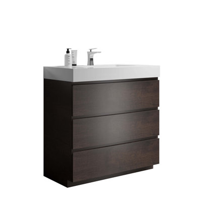 Meuble-lavabo autoportant avec grand lavabo et rangement