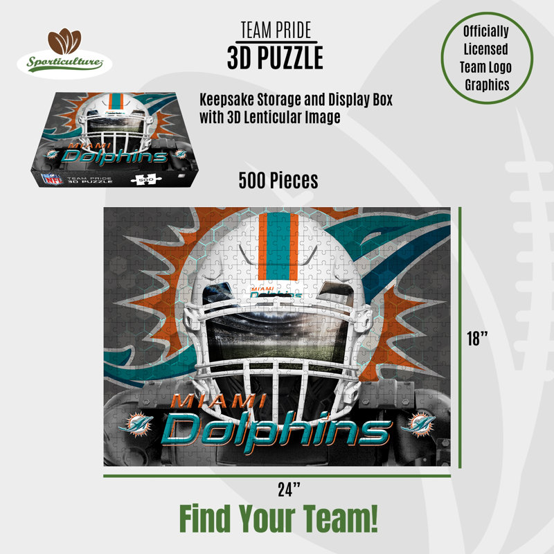 NFL Miami Dolphins, masque 3D, 500 pièces, Miami Dolphins