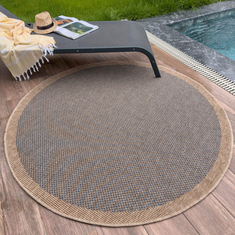 Nature Collection Chequered Kilim Indoor / Outdoor Area Rug, Round 160 cm