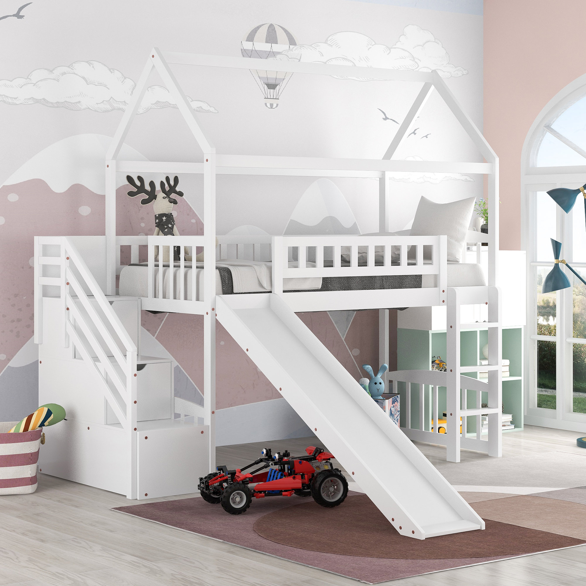 Harper&amp;Bright Designs Loft Bed With Storage Stairs And Slide &amp; Reviews ...