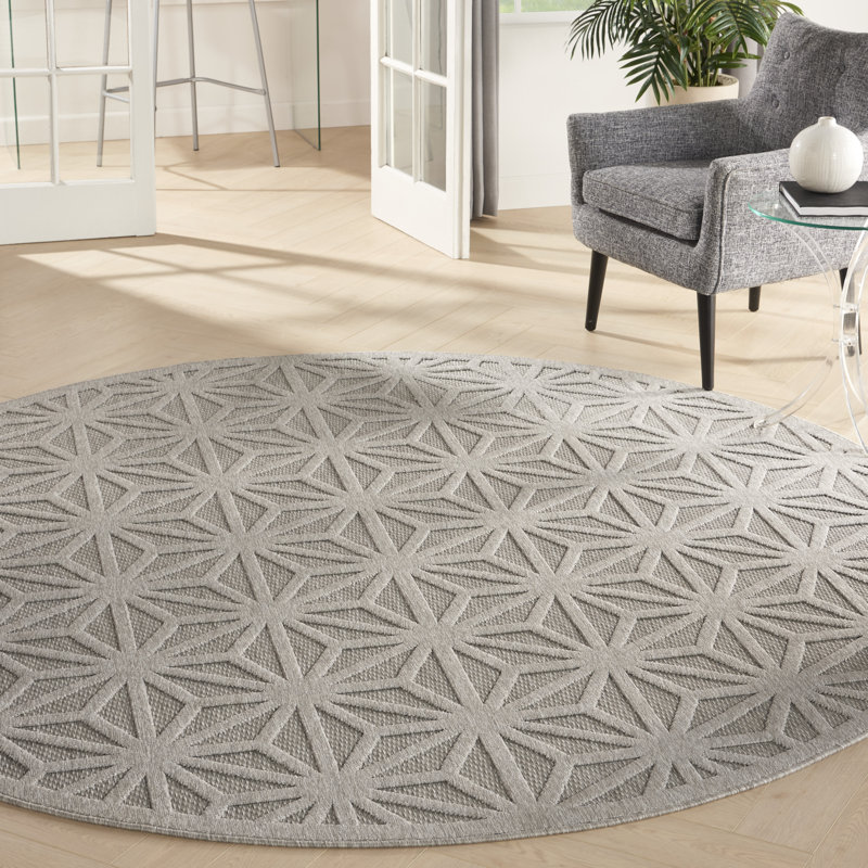 Tapis gris Therese, Rond 7 pi 10 po