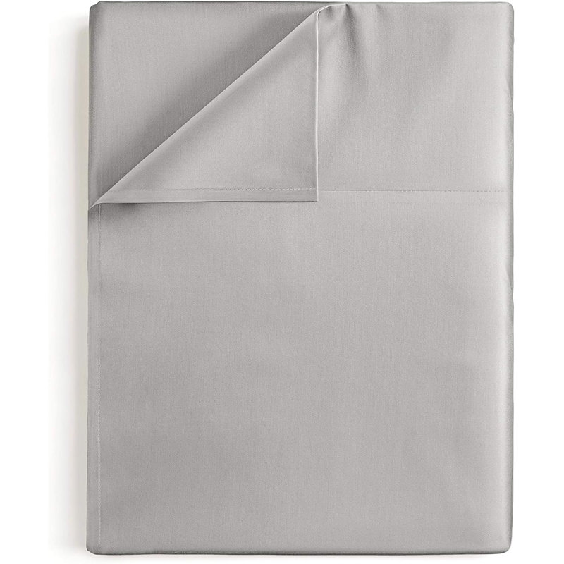 Soft Flat Sheet – Cooling, Breathable & Wrinkle Free Top Sheet, Light Gray, California King