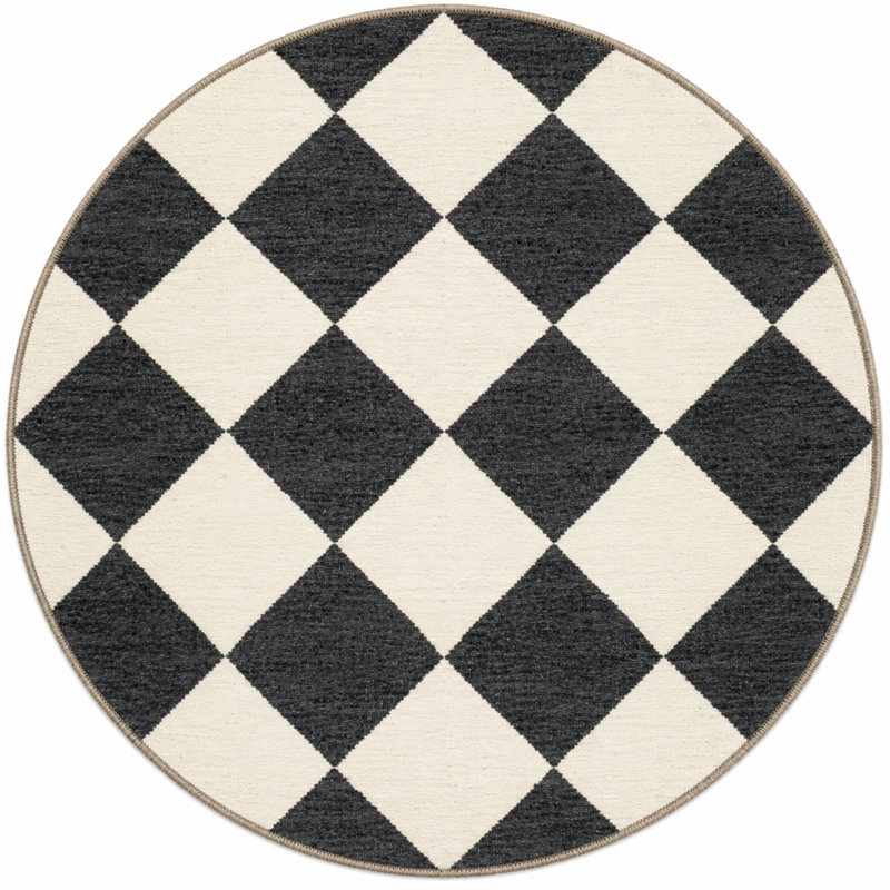 Damier Black and Cream Checkered Washable Indoor/Outdoor Area Rug, Rectangle 2'4" x 4'