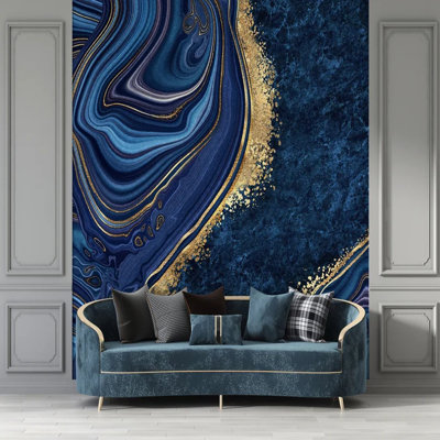Papier peint agate bleu marine bleu marine avec motif géométrique abstrait géométrique