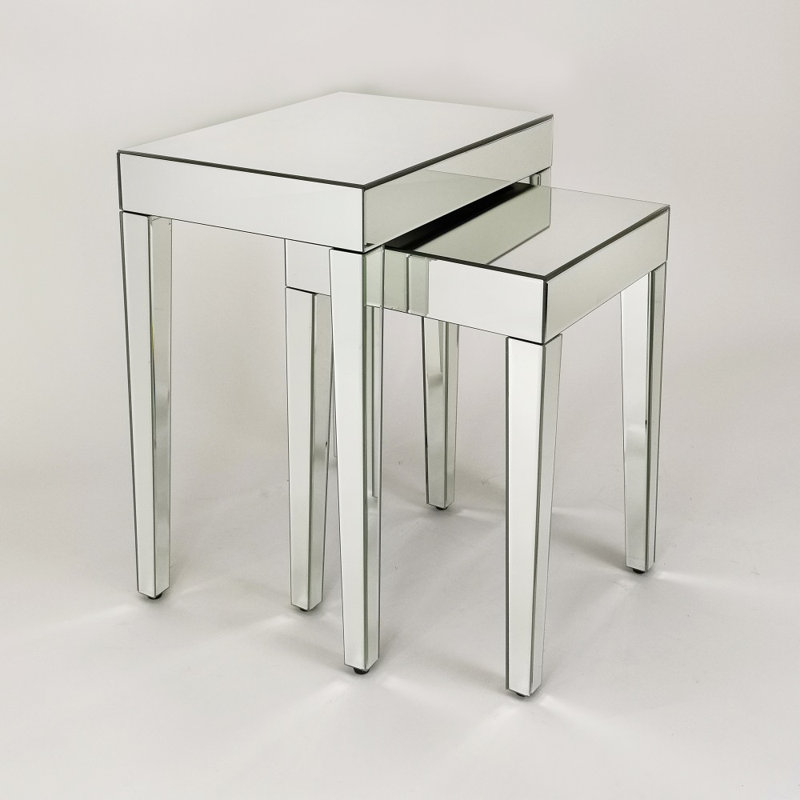 Quinnlynn Mirrored Glass Top Nesting Tables