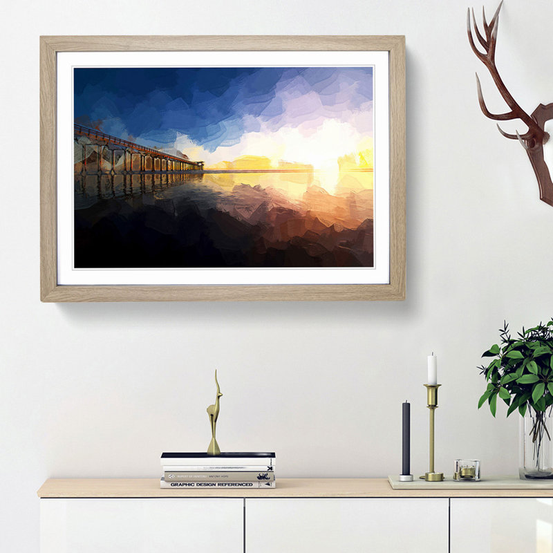 Pier in San Diego - Picture Frame Graphic Art Print, Oak Framed, 48cm H x 65cm W x 2cm D