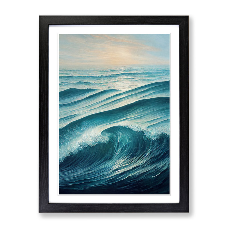 Seascape Expressionism - Single Picture Frame Print, Black, 64cm H x 46cm W x 2cm D