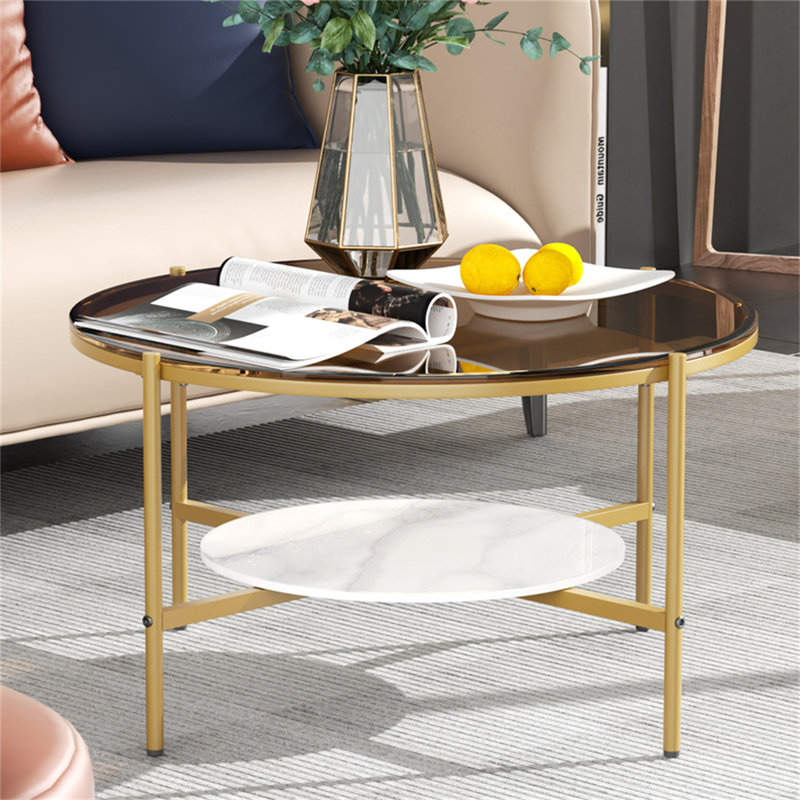 Ylve Coffee Table, Gold, Brown