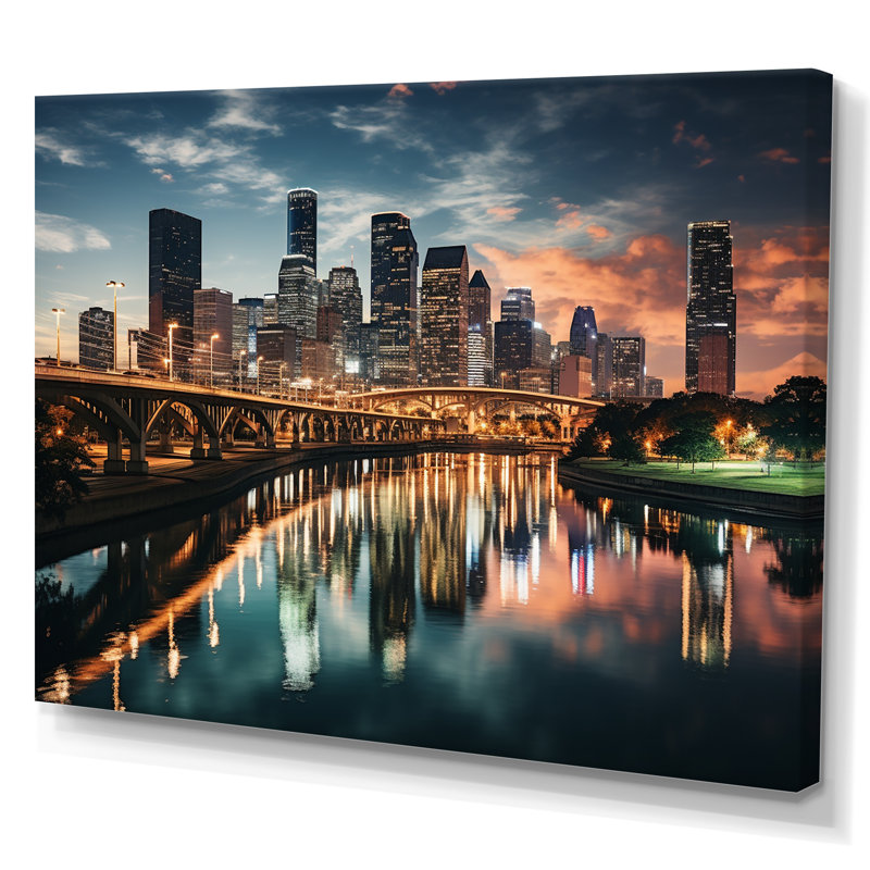 Horizons de Houston II - art mural Houston, Toile tendue, H 34 po x l 44 po x P 1,5 po