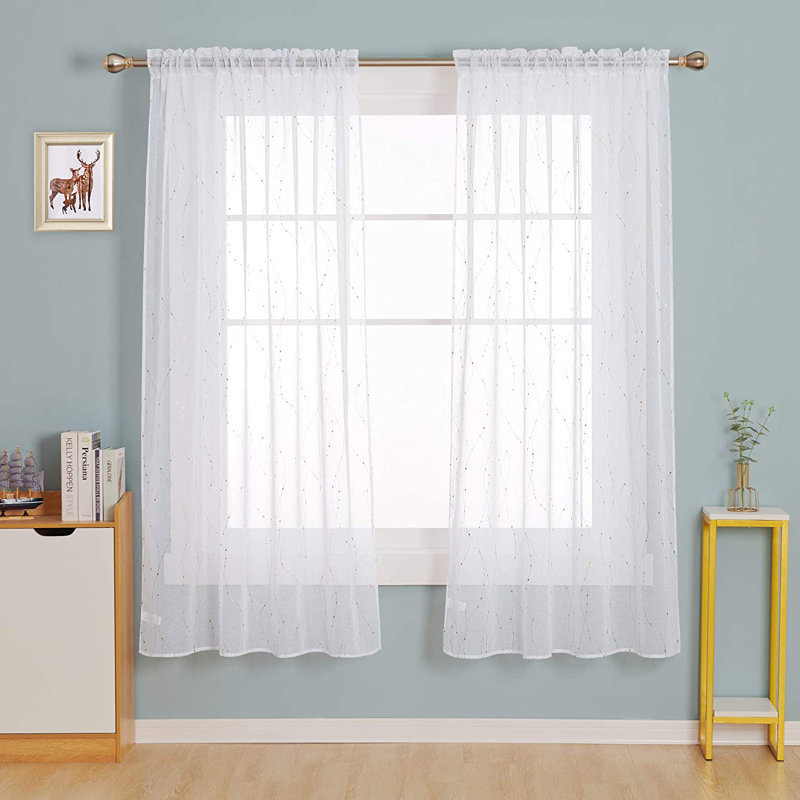 Sheer Curtain Pair, Gold, 52" W x 84" L