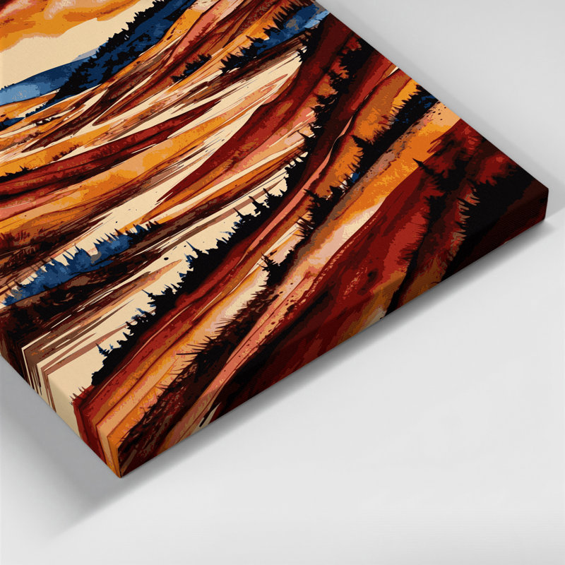Aquarelle, paysage, 76, art mural sur toile brune, H 11 po x l 14 po