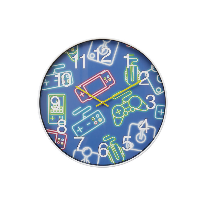 Clocks, 18" Round, Juvenile, Wall Clock, Multi-colored Face, White Frame, Contemporary, Modern