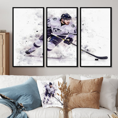 «Hockey Player Portrait In The Spotlight I», ensemble de reproductions d'art mural