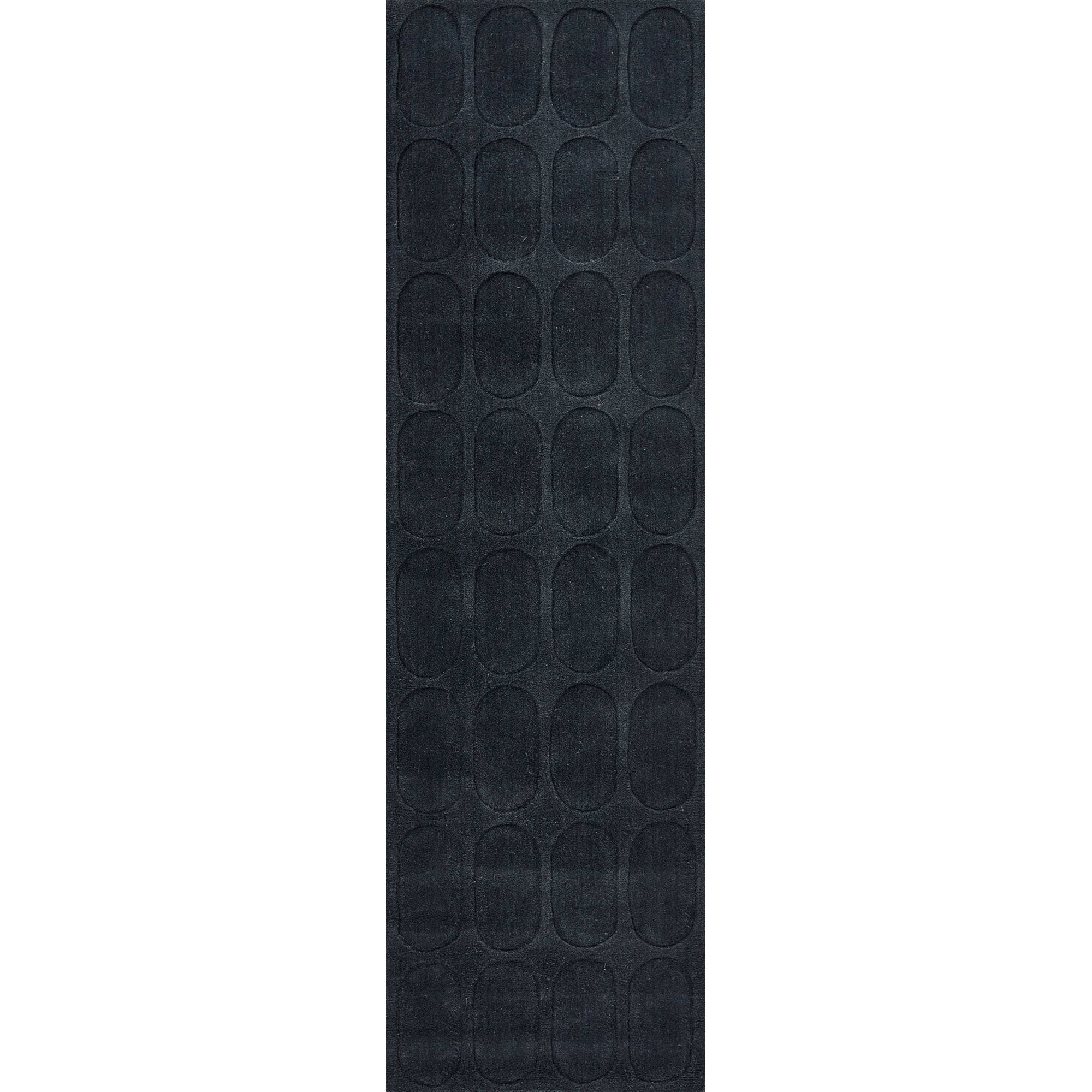  Contour Hand Woven Wool Geometric Navy Area Rug, Runner 2'3" x 8'