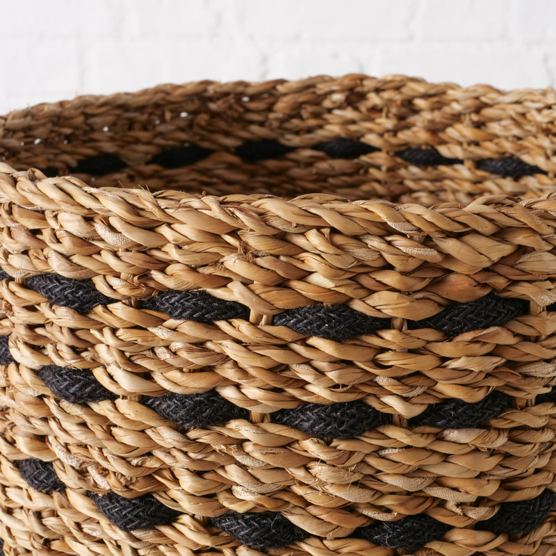 3 Piece Striped Plant Wicker Baskets