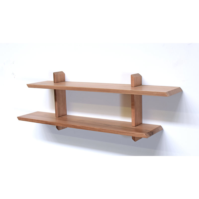 2 Piece Walnut Accent Shelf, 13.5" H x 40" W x 7" D , Light Brown