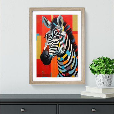 XYZ-FRM-V1223-1727 Zebra Constructivism - Single Picture Frame Print on Wood