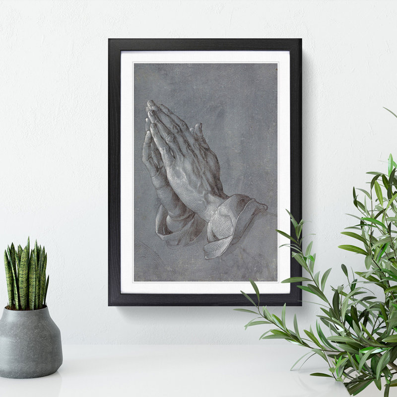 Praying Hands by Albrecht Durer - Picture Frame Painting on MDF, 48cm H x 36cm W x 2cm D, Black Framed