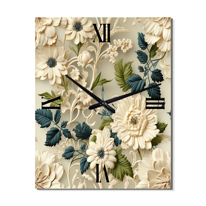 Janitha - Horloge murale rétro florale, Moyen