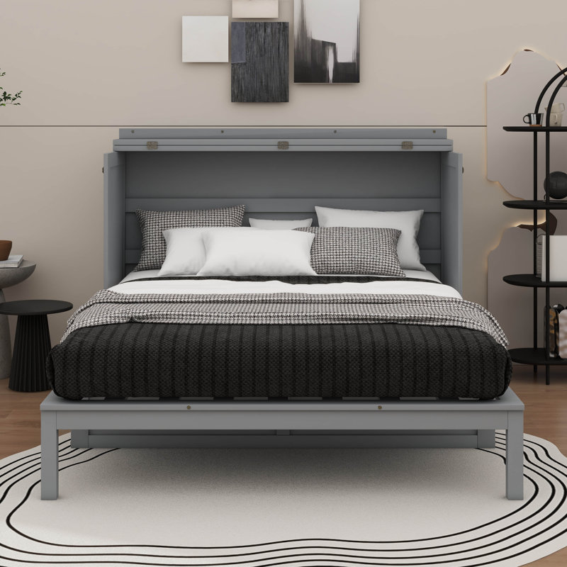 Modern Queen Size Murphy Bed, Gray