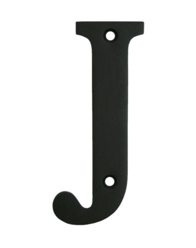 Lettre en laiton H 4 po, Bronze huilé, J