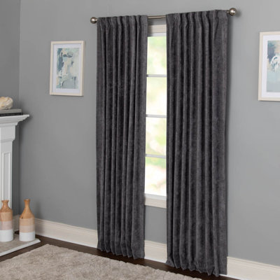 Jacksten 100% Polyester Room Darkening Solid Velvet Curtain Panel with Rod Pocket Top and Hidden Back Tabs 