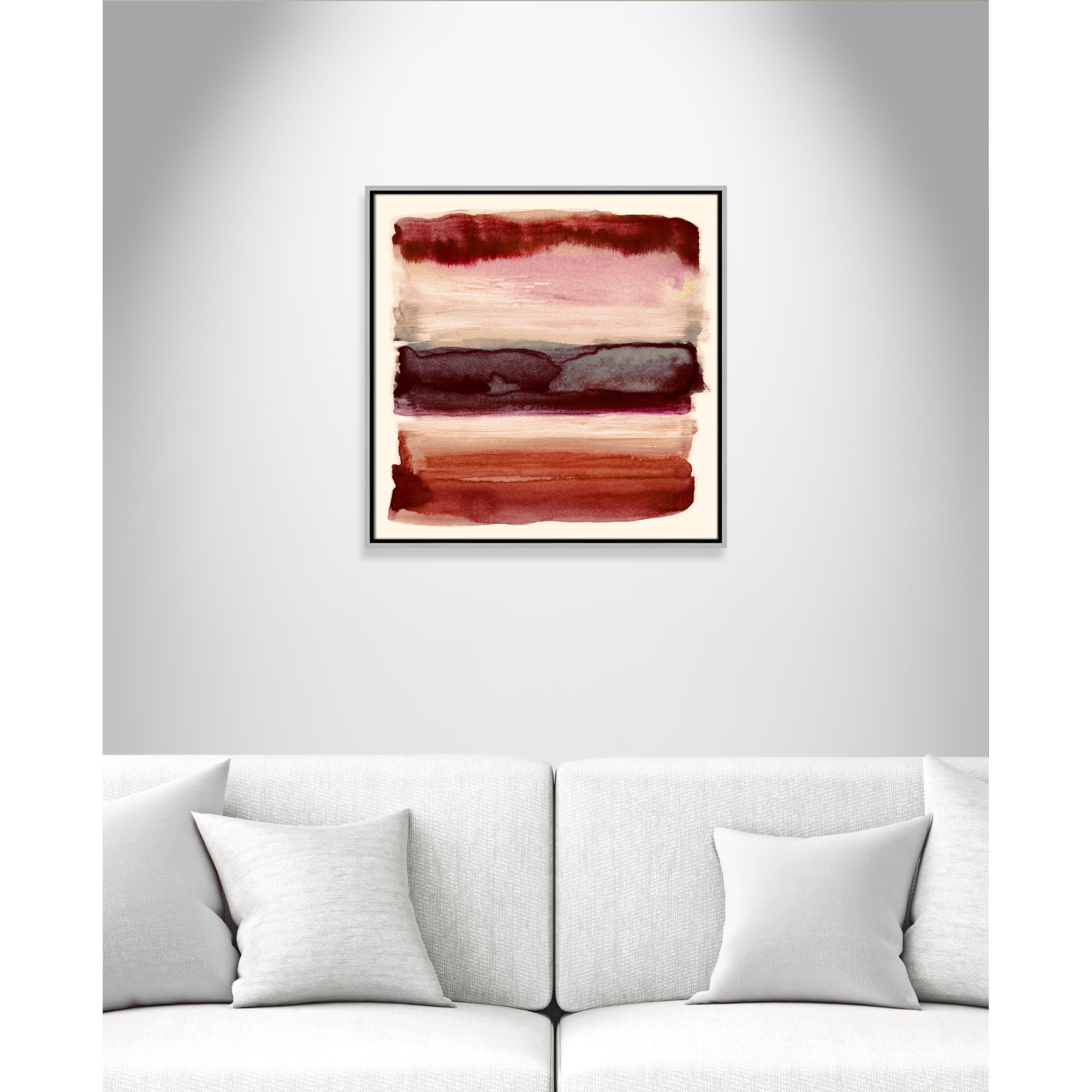Burgundy Sky II Print by Nan, 25.5" H x 25.5" W, Silver