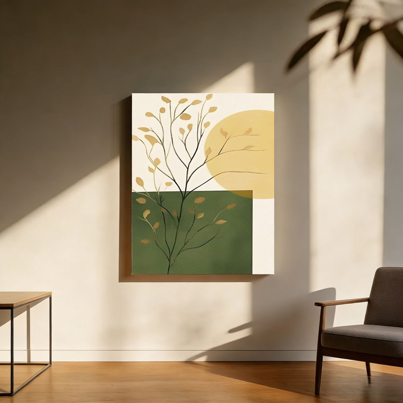 Art mural neutre encadré en bois neutre, 20 x 30 pouces, Boho