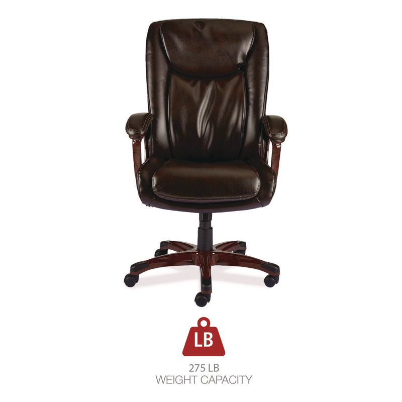 Darnick Executive Swivel Office Chair with Fixed Arms in Brown Leather