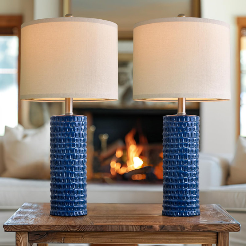 Ensemble de 2 lampes de table en céramique 24,75 "Modern Accent, Île Seymour Nord, Galapagos, H 24,75 po x l 12 po x P 12 po