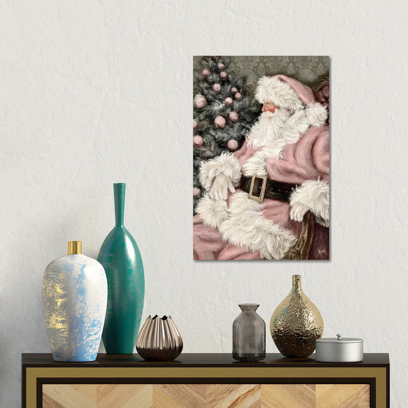 «Tickled Pink Santa», reproduction d'art sur toile tendue, Toile tendue, Ne s’applique pas, H 18 po x l 12 po