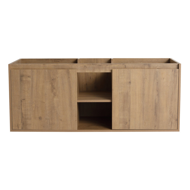 Meuble-lavabo mural 48 po, charnière de porte à fermeture douce et support de rangement ouvert, ensemble KD, LPB07248IMOX
