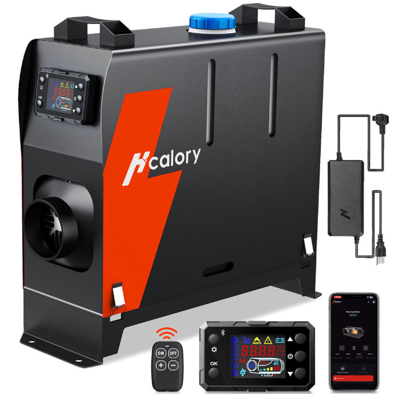 Chaufferette à gaz 5 kW 12V tout-en-un avec contrôle Bluetooth APP et moniteur LCD, CA 110V et 12V DC pour les camping-car, bateau, camping-car
