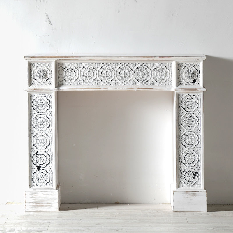 White Solid Wood Freestanding Fireplace