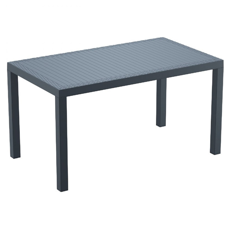 Table de salle à manger en résine à lattes pour l'extérieur, Gris foncé, L 31,5 po x L 55 po x H 29 po