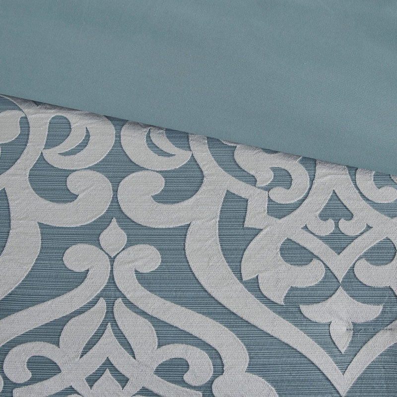 Ensemble d'édredon 8 pièces jacquard turquoise / argent très grand, Édredon très grand + 7 pièces supplémentaires
