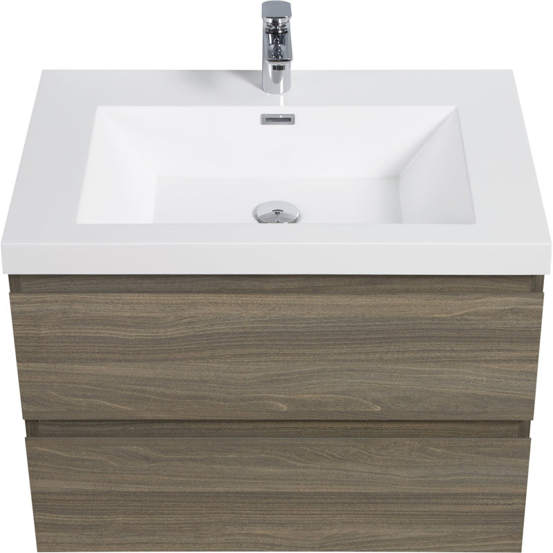 Meuble-lavabo mural moderne pour salle de bain, Gris