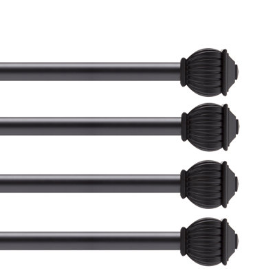 Lowri Beckett 5/8" Standard Decorative Window Curtain Rod, 4-Pack, 28-48", Pewter, 4-Pack