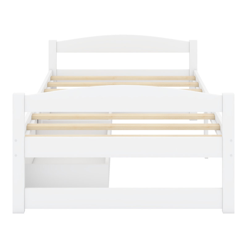 Lit plateforme avec deux tiroirs, Blanc