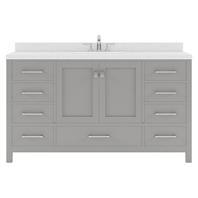 Caroline Avenue 60'' Single Bathroom Vanity with Quartz Top -  Virtu USA, GS-50060-DWQSQ-GR-NM